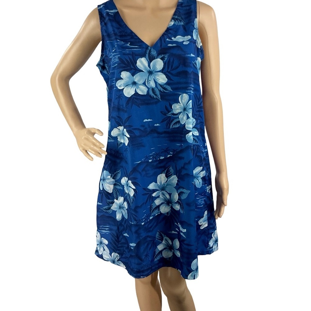 Peppermint Bay Tropical Floral Sundress Blue Resort Size M